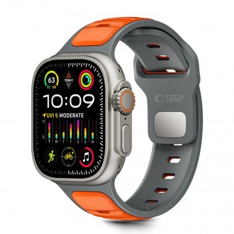 Pilka/oranžinė apyrankė "Tech-Protect Iconband Line" laikrodžiui Apple Watch 8 / 9 / 10 / 11 / SE / ULTRA (44 / 45 / 46 / 49 MM)
