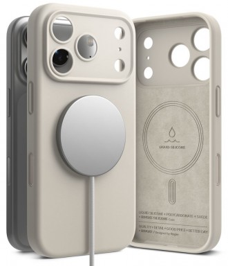 Silikoninis dėklas "Ringke Silicone Magnetic Magsafe" telefonui Apple iPhone 17 PRO MAX / 18 PRO MAX STONE