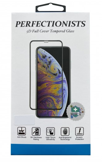 LSD Apsauginis grūdintas stiklas "Perfectionist 5D'' telefonui Apple iPhone 12 Mini lenktas juodais krašteliais