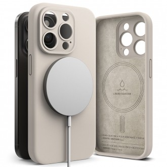 Akmens spalvos dėklas "Ringke Silicone Magnetic Magsafe" telefonui iPhone 15 Pro