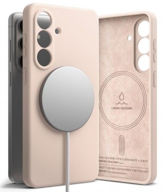 Rožinis dėklas "Ringke Silicone Magnetic Magsafe" telefonui Samsung Galaxy S26