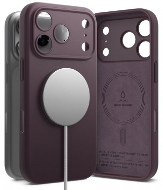 Silikoninis dėklas "Ringke Silicone Magnetic Magsafe" telefonui Apple iPhone 17 PRO MAX / 18 PRO MAX BURGUNDY