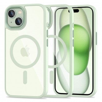 Skaidrus dėklas su žaliomis detalėmis "Tech-Protect Magmat Magsafe" telefonui iPhone 15