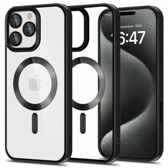 Skaidrus dėklas su satino juodomis detalėmis "Tech-Protect Magflex Magsafe" telefonui Apple iPhone 16 Pro