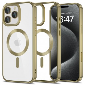 Skaidrus dėklas su rožinėmis detalėmis "Tech-Protect Magflex Magsafe" telefonui Apple iPhone 16 