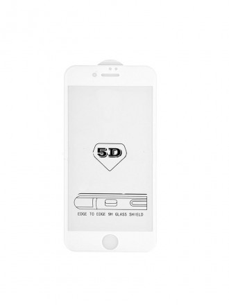 5D baltas apsauginis grūdintas stiklas Apple iPhone 6 / 6S telefonui "Full Glue"