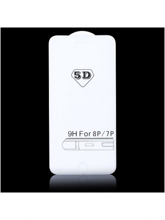 5D baltas apsauginis grūdintas stiklas Apple iPhone 7 Plus / 8 Plus telefonui "Full Glue"