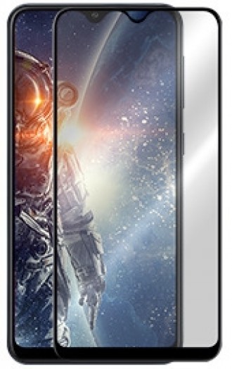 5D Juodas apsauginis grūdintas stiklas Samsung Galaxy A105 A10 telefonui "Full Glue"