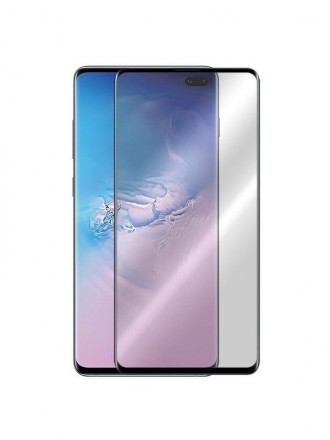 5D juodas apsauginis grūdintas stiklas Samsung Galaxy G975 S10 Plus telefonui (BE IŠPJOVIMO)