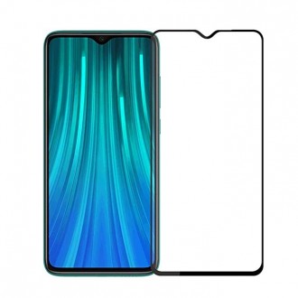 Juodas apsauginis grūdintas stiklas 5D "Full Glue" telefonui Xiaomi Redmi Note 8 Pro 