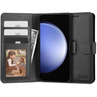 Juodas atverčiamas dėklas "Tech-Protect Wallet" telefonui Samsung Galaxy S23 FE