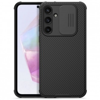 Juodas dėklas su kameros apsauga "Nillkin Camshield Pro" telefonui Samsung Galaxy A35 5G