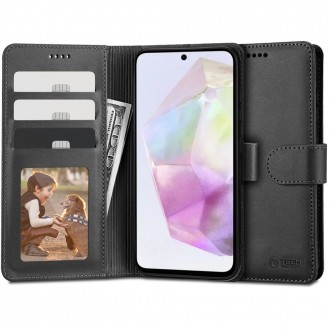 Juodas atverčiamas dėklas "Tech-Protect Wallet" telefonui Samsung Galaxy A35 5G