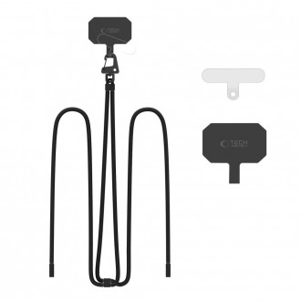 Juodas universalus dirželis telefonui "Tech-Protect C7S Rope Crossbody Strap"