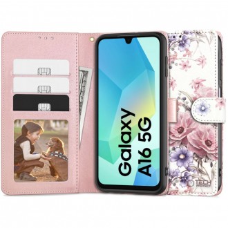 Gėlėtas atverčiamas dėklas "Tech-Protect Wallet Blossom Flower" telefonui Samsung Galaxy A16 4G / 5G