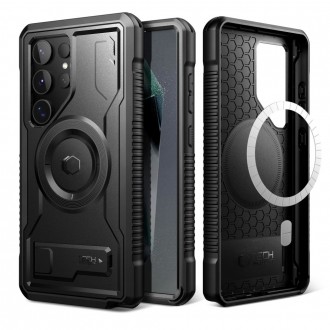 Juodas dviejų dalių dėklas "Tech-Protect Kevlar Magsafe+" telefonui Samsung Galaxy S24 Ultra