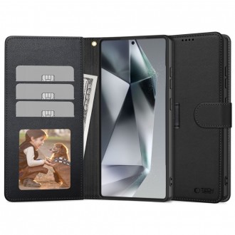 Juodas atverčiamas dėklas "Tech-Protect Wallet" telefonui Samsung Galaxy S25 Ultra