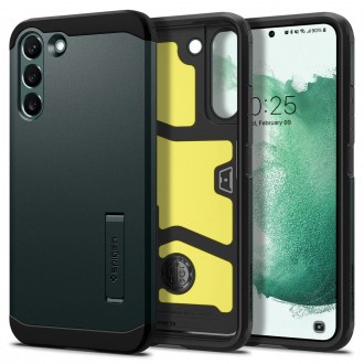 Juodas/Žalias dviejų sluoksniu dėklas su stovu "Spigen Tough Armor" Galaxy S22 Plus