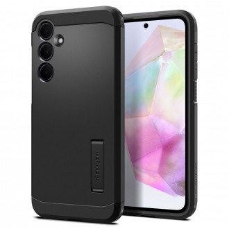 Juodas dviejų sluoksniu dėklas/stovas "Spigen Tough Armor" telefonui Samsung Galaxy A35 5G