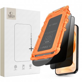Privatumą suteikiantis stikliukas juodais kraštais TECH-PROTECT QUICK SET SPY+ 2-PACK PRIVACY (2-vnt.) telefonui Apple IPhone 18 PRO