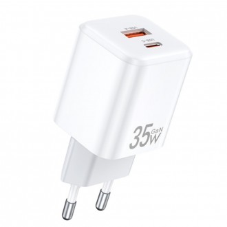 Įkroviklis Awei PD66-EU 35W GaN USB-A / USB-C baltas