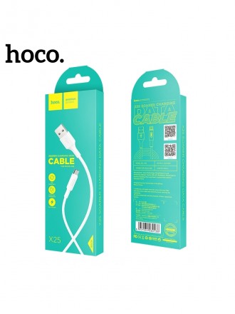 Baltas USB kabelis HOCO X25 microUSB 1m