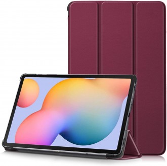 Bordo spalvos atverčiamas dėklas ''Smart Leather'' planšetei Samsung Tab S6 Lite 10.4  (P610 / P615 / P613 / P619)