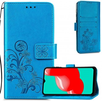 Mėlynas atverčiamas dėklas "Gėlių knyga" telefonui Samsung Galaxy A22 4G
