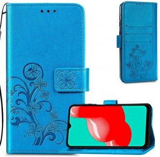 Mėlynas atverčiamas dėklas "Gėlių knyga" telefonui Samsung Galaxy A14 4G / A14 5G