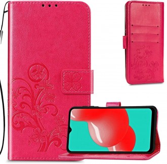 Raudonas atverčiamas dėklas "Gėlių knyga" telefonui Samsung Galaxy A22 4G