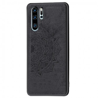 Juodas silikoninis dėklas ''Mandala'' su medžiaginiu atvaizdu telefonui Samsung A22 4G
