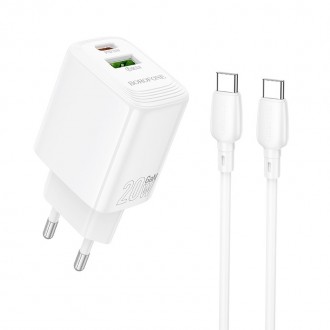 Įkroviklis Borofone BN27 20W USB-C / USB-A + USB-C to USB-C cable 1.0m baltas