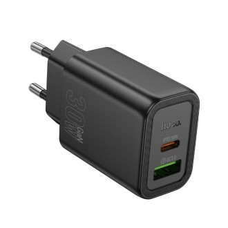 Įkroviklis Hoco N63 30W GaN USB-C / USB-A juodas