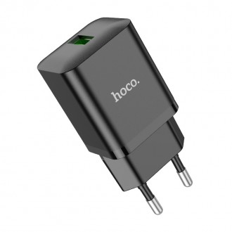 Pakrovėjas-įkroviklis buitinis Hoco N26 USB-A Quick Charge 3.0 18W juodas