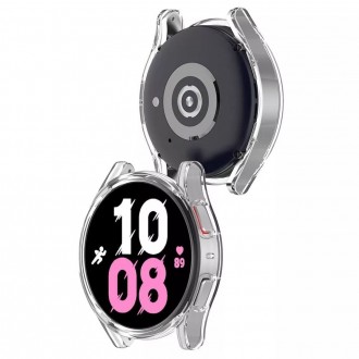 LCD apsauginis stikliukas / dėklas 360 degree cover Samsung Watch 5 44mm skaidrus