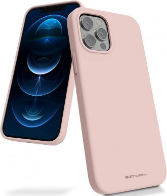 Rožinis smėlio spalvos dėklas "Mercury Silicone Case" telefonui iPhone 14 