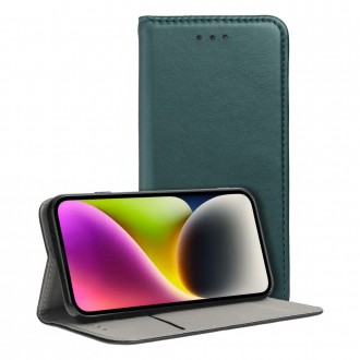Tamsiai žalios spalvos atverčiamas dėklas "Smart Magnetic" telefonui Xiaomi Redmi 12 / Redmi Note 12R / Poco M6 Pro 5G