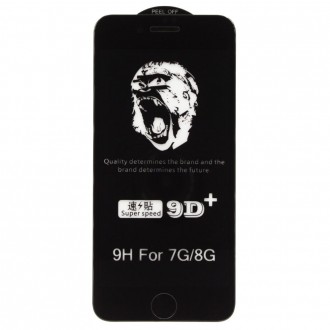 Juodais apvadais apsauginis grūdintas stiklas "9D Gorilla" telefonui Apple iPhone 7 / 8 / SE 2020 / SE 2022