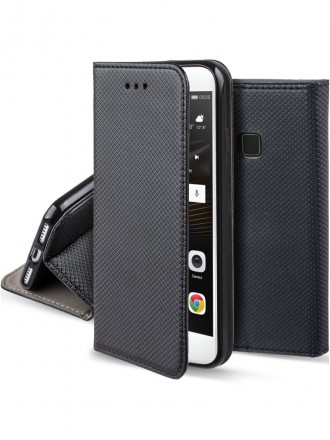 Juodas atverčiamas dėklas "Smart Magnet" telefonui Huawei P9 Lite