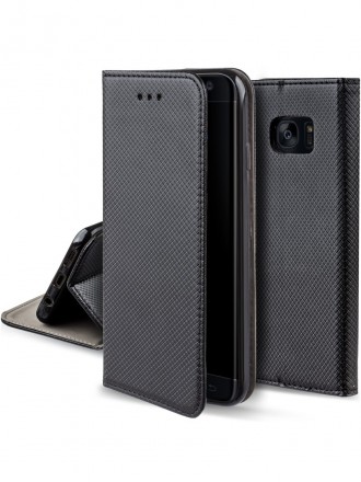 Juodas atverčiamas dėklas "Smart Magnet" telefonui Samsung Galaxy S7 Edge (G935)