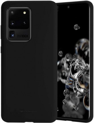 Juodas silikoninis dėklas Samsung Galaxy G988 S20 Ultra telefonui "Mercury Soft Feeling"
