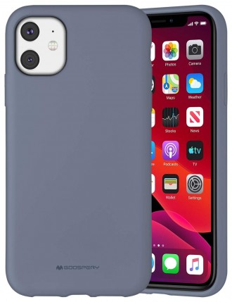 Pilkos levandos spalvos dėklas Mercury ''Silicone Case" telefonui Apple iPhone 11 