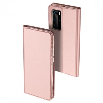 Rožinis atverčiamas dėklas Huawei P40 Pro telefonui "Dux Ducis Skin"