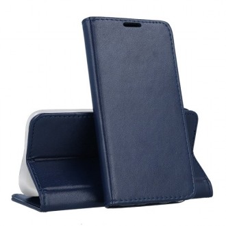 Tamsiai mėlynos spalvos atverčiamas dėklas "Magnetic book" telefonui Huawei P30 Lite