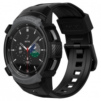 Anglies spalvos sportinio stiliaus apyrankė/dėklas "Spigen Rugged Armor Pro" laikrodžiui Samsung Galaxy Watch 4 Classic 46 MM