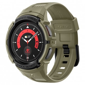 Khaki spalvos sportinio stiliaus apyrankė/dėklas "Spigen Rugged Armor Pro" laikrodžiui Galaxy Watch 5 Pro (45 MM)