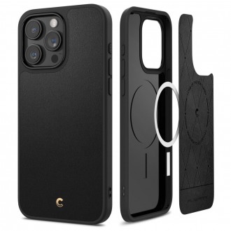 Juodas išskirtinio dizaino matinis dėklas "Spigen Cyrill Kajuk Mag Magsafe" telefonui iPhone 15 Pro Max