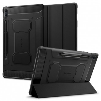 Juodas tekstūrinis dėklas "Spigen Rugged Armor Pro" planšetei Samsung Galaxy Tab S9 FE+ Plus 12.4 X610 / X616B