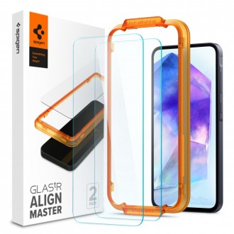 Apsauginis Stiklas Su Montavymo Rėmeliu "Spigen Alm Glas.Tr Slim 2-Pack" telefonui Samsung Galaxy A55 5G