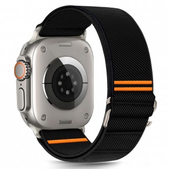 Juoda apyrankė "Tech-Protect Nylon Slip" laikrodžiui Apple Watch 6 / 7 / 8 / 9 / 10 / SE / ULTRA 1 / 2 (44 / 45 / 46 / 49 MM)